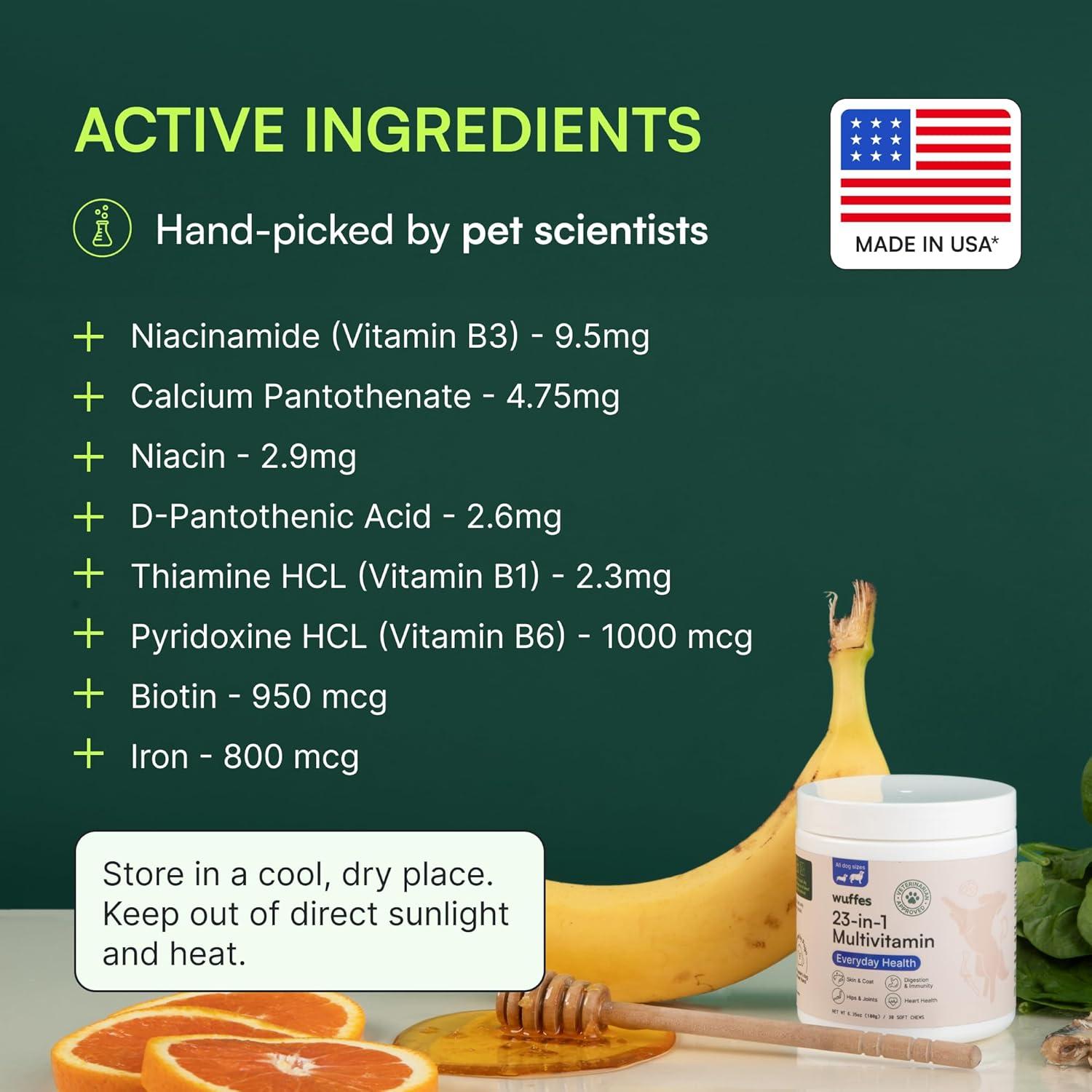 imageWuffes 23in1 Dog Multivitamin Supplement for Hip ampamp Joint Skin ampamp Coat and Immune System Support with Omega 3 Iron Zinc Vitamin C  Minerals ampamp Vitamins for Senior Dogs and Puppies  30 Soft Chews60 Chews Pack of 2