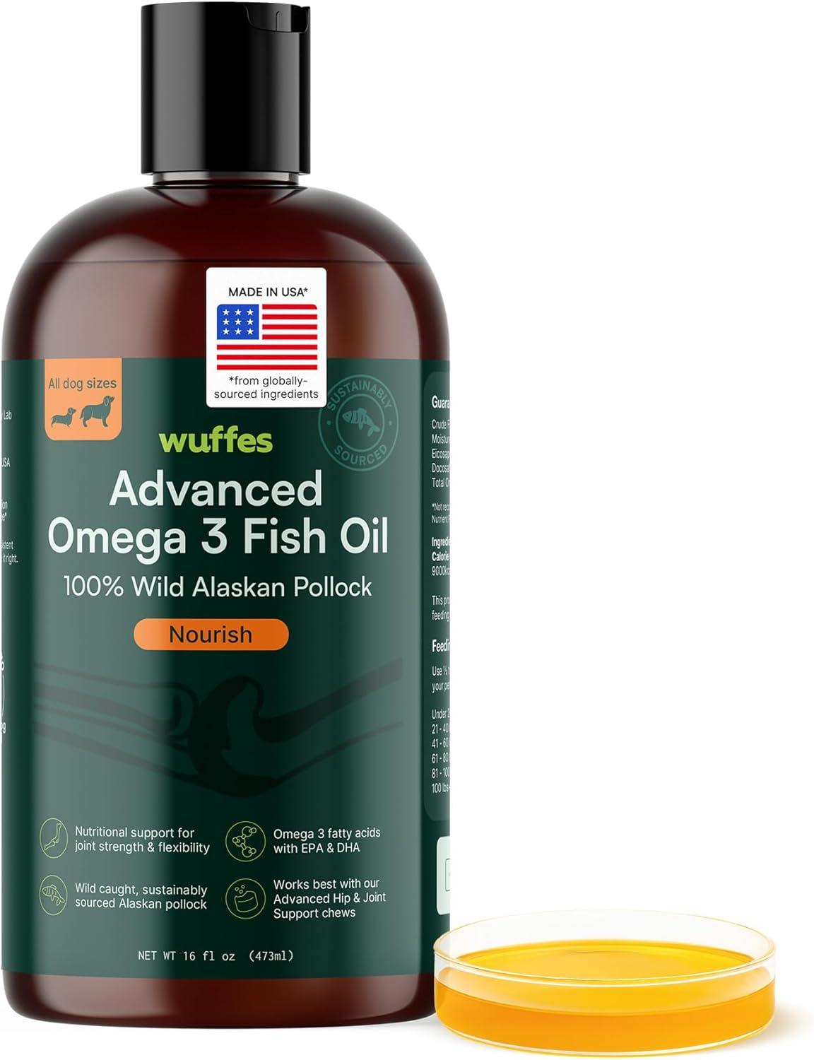 imageWuffes Advanced Omega 3 Fish Oil for Dogs Natural EPA ampamp DHA Fatty Acids Supports Healthy Skin and Coat Joint Nutrition Digestion ampamp Immune System  100 Pure Wild Alaskan Fish Oil  8 OzPollock Oil