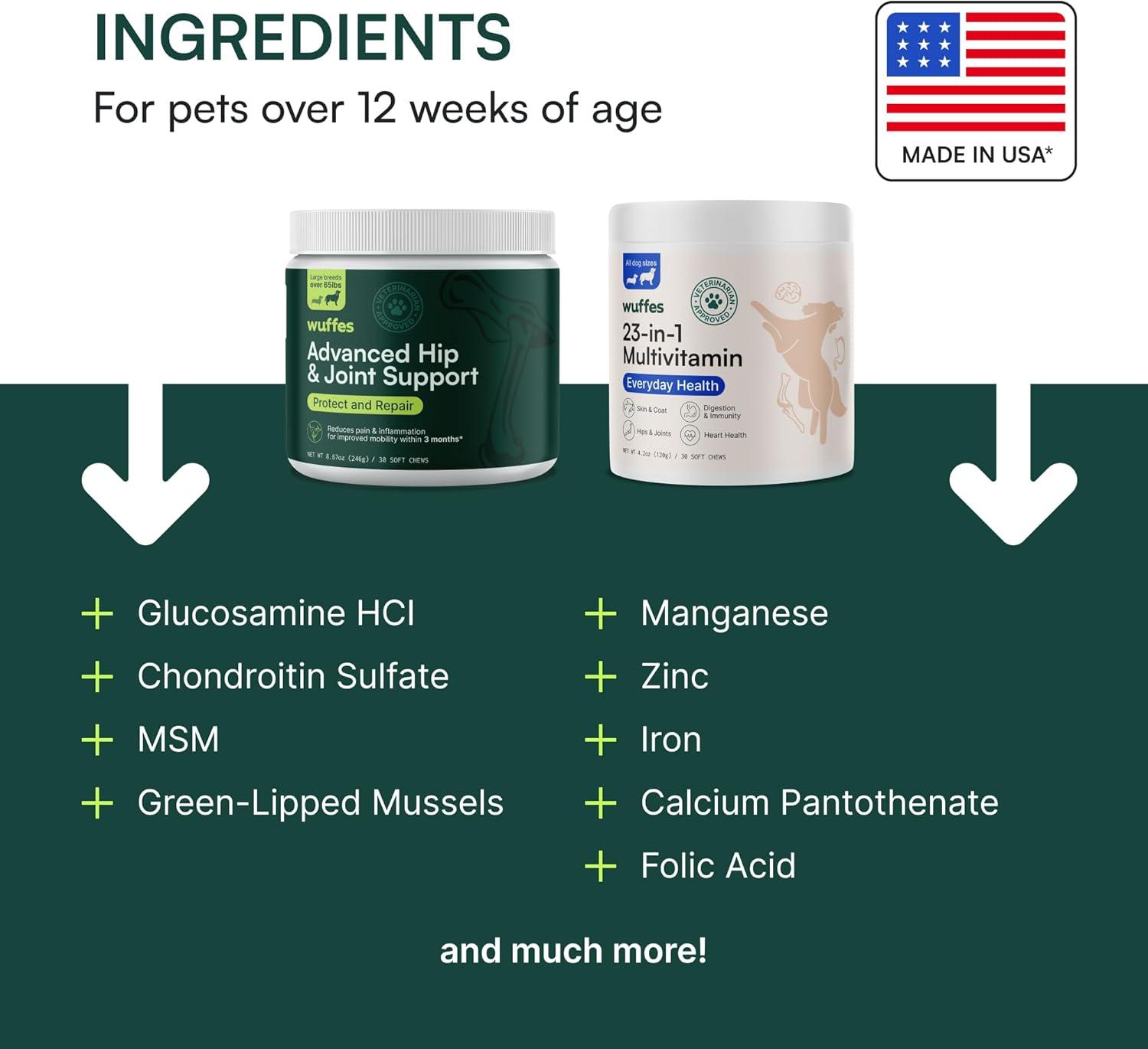 imageWuffes Hip and Joint Supplement for Large Breeds and 23in1 Multivitamin BundleLarge Breed