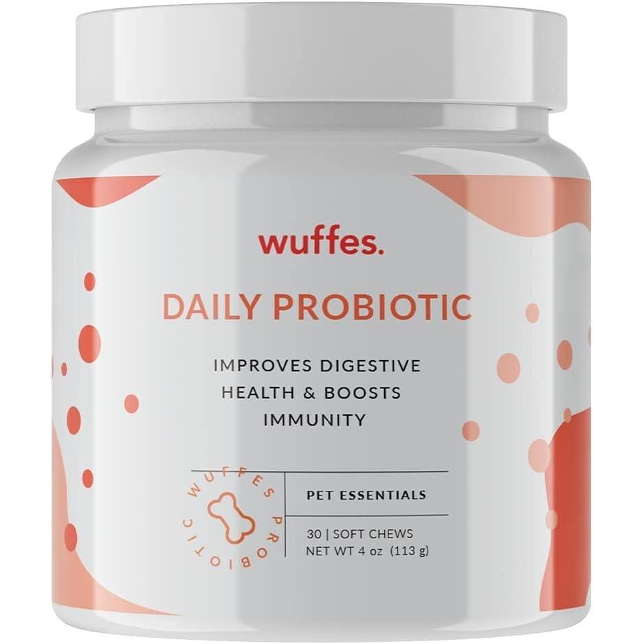 imageWuffes Digestive Probiotics for Dogs  Probiotic Chews for Dogs for Itching  Dog Health Pet Supplies  Dog Vitamins and Supplements  30 Probiotic Dog Chews ampamp Digestive Enzymes for Itchy Skin ampamp Gut