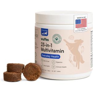 imageWuffes 23in1 Dog Multivitamin Supplement for Hip ampamp Joint Skin ampamp Coat and Immune System Support with Omega 3 Iron Zinc Vitamin C  Minerals ampamp Vitamins for Senior Dogs and Puppies  30 Soft Chews30 Chews Pack of 1
